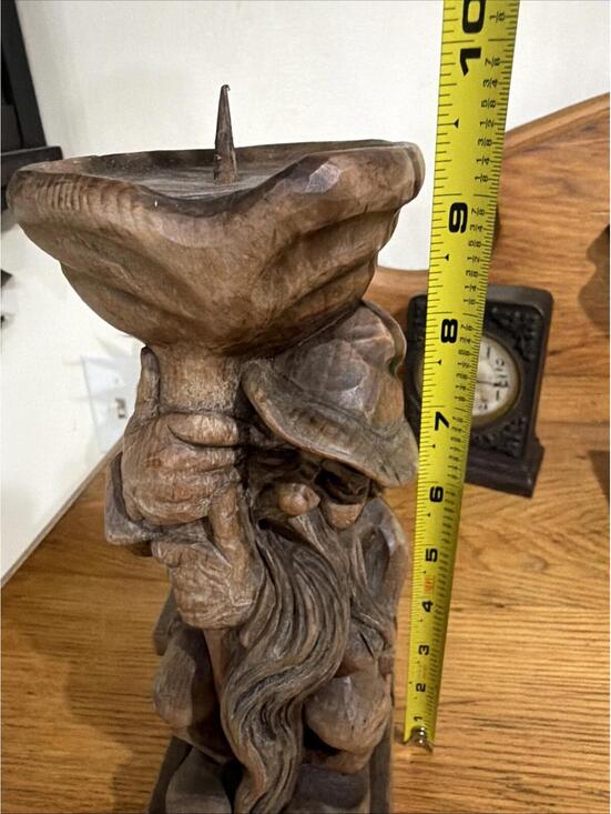 VTG Wood Gnome Candleholder HandCarved Tiroler Austria Alpine Whimsical Unique - Picture 8 of 10